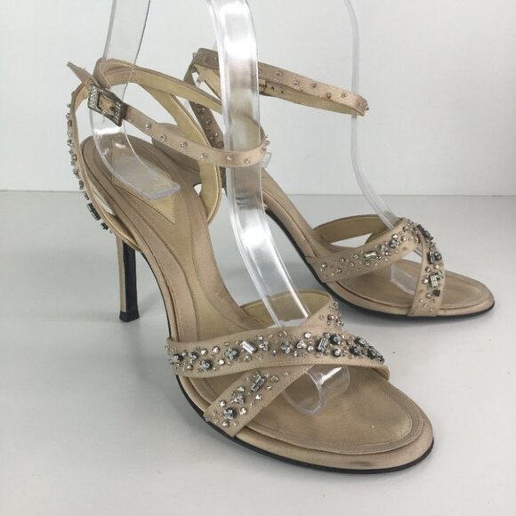 Versace Heel Sandals Ankle Strap Crystals Size 39 - Picture 1 of 10